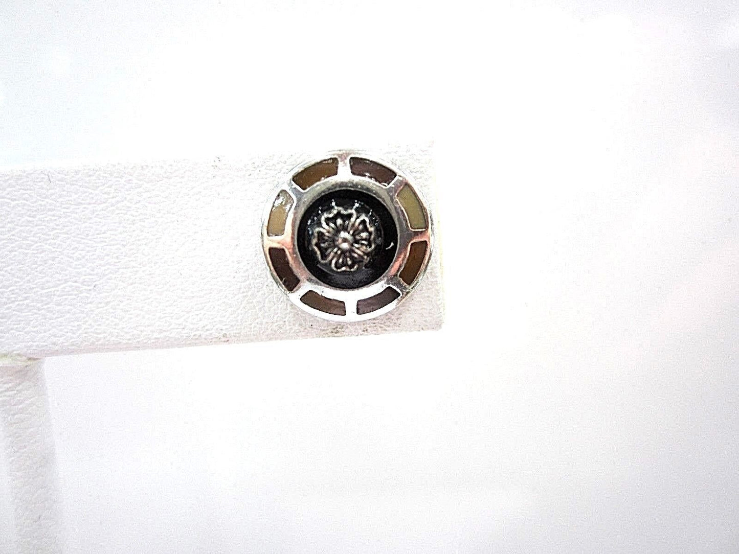 BRIGHTON Round Shaped Gold/SilverTwo Tone Stud Post Earrings
