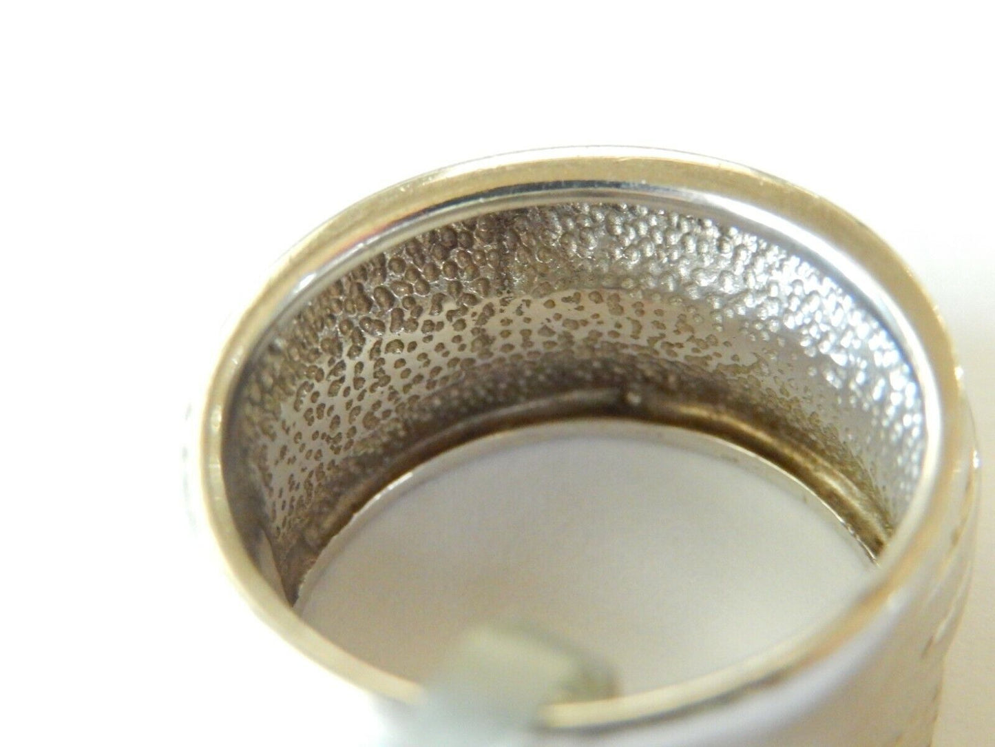 *VINTAGE* Sterling Silver .33CT Double Row Diamond 11mm  Wide Band Ring Size 6.5