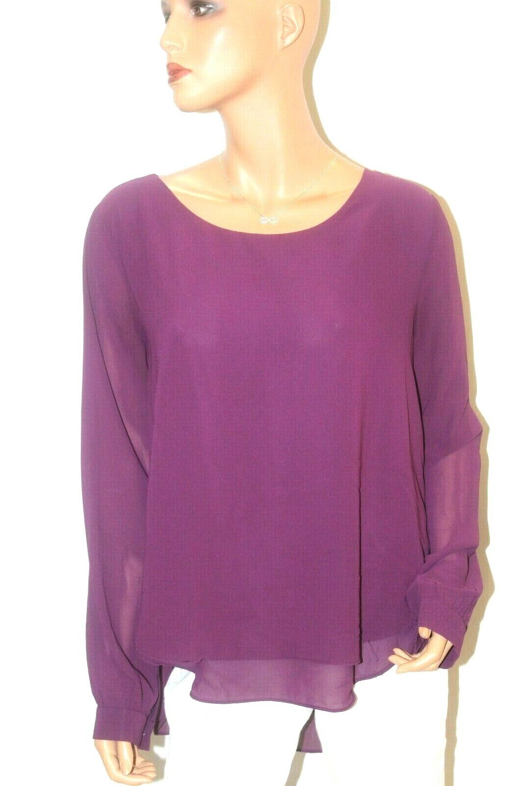 *MINT* LUSH  Women's Long Sleeve High Low Chiffon Pull Over Blouse Size Large