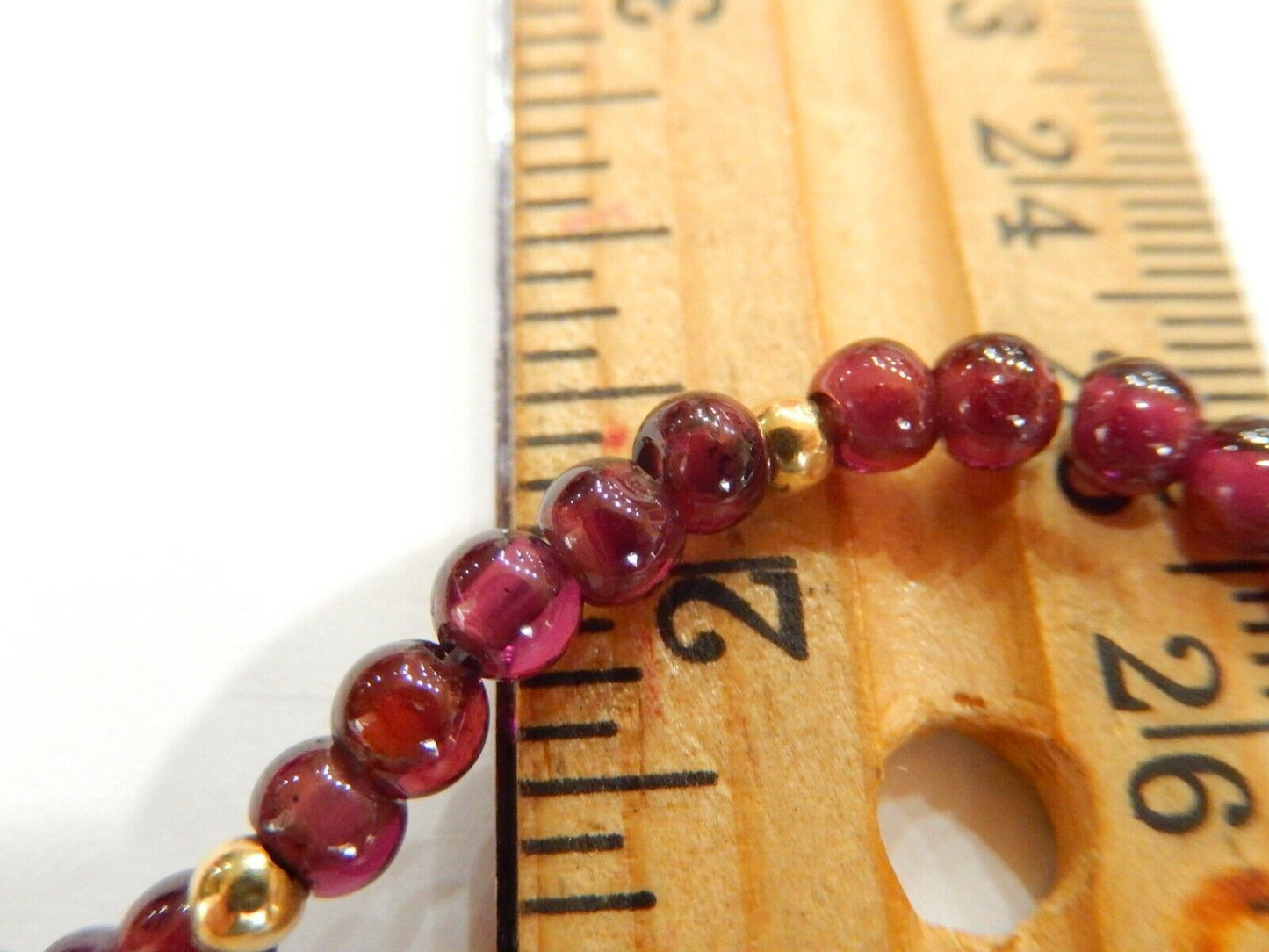 *VINTAGE*  4.5mm GARNET and 14K Yellow Gold 3.0mm Bead 16" Necklace