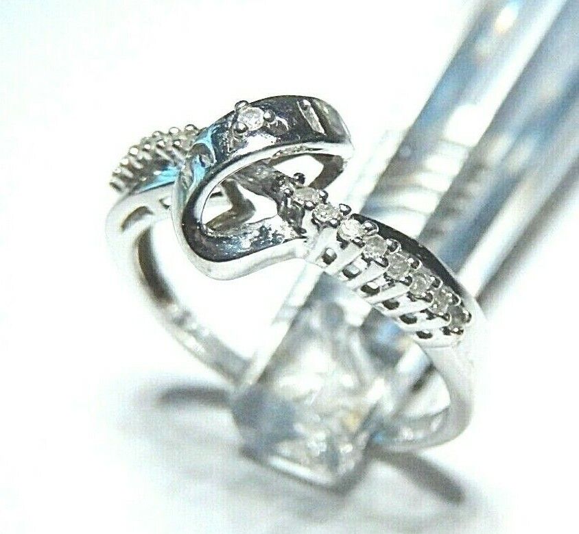 *VINTAGE* 10K  White Gold I LOVE YOU 1/5CT Diamond Ring Size 7.5