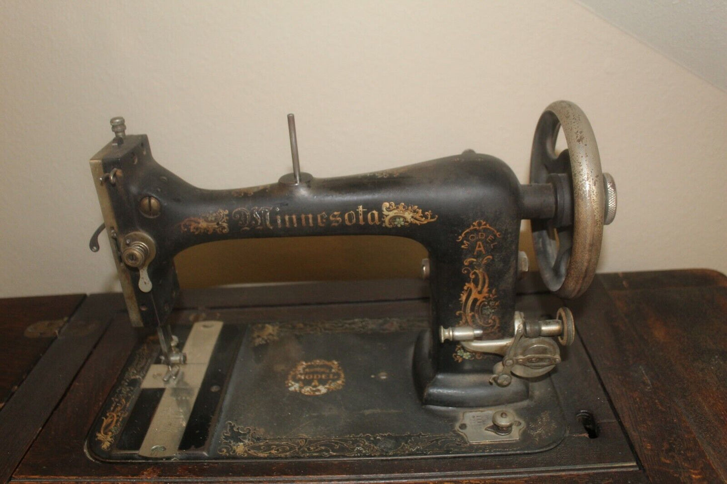 1900's Antique Minnesota Model "A" Treadle Sewing Machine with  7 Drawer Cabinet