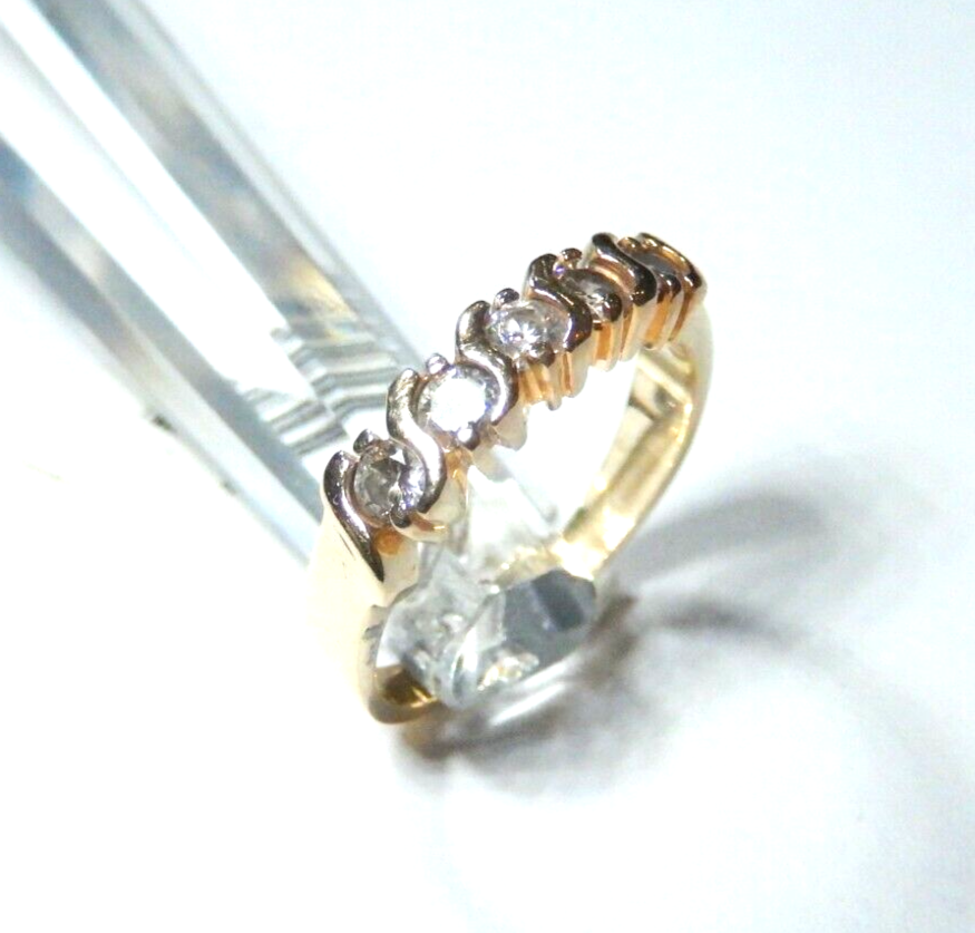 Solid 14k Yellow Gold Round .50 CTW Five Stone Diamond Band Ring Size 7