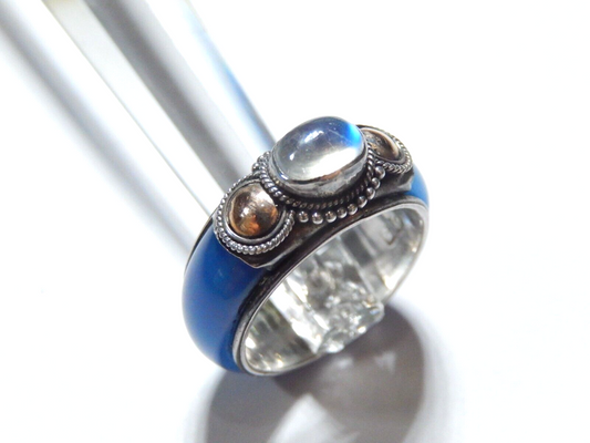 VINTAGE Natural Labradorite Gemstone Ring 925 Sterling Silver Handmade Size 6.75