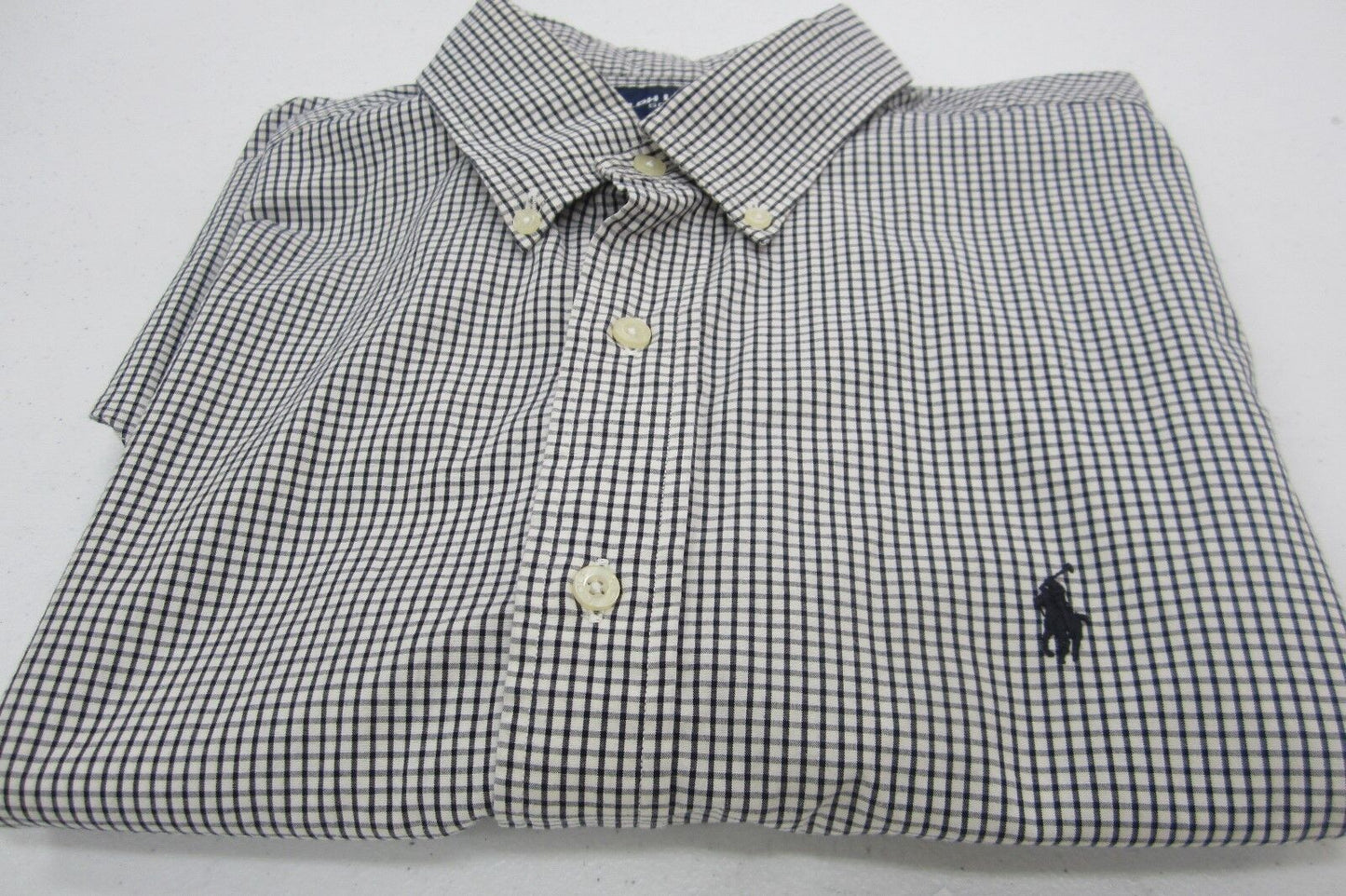 RALPH LAUREN GOLF "TILDEN" MEN'S L NAVY PLAID PONY SHIRT BUTTON DOWN COLLAR