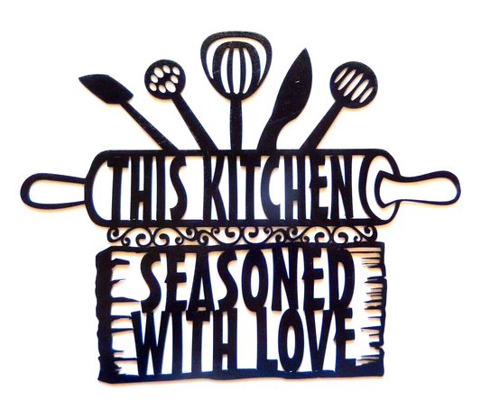 ~NEW~ 14ga. "This Kitchen Is Seasoned With Love " Metal Wall Art ~ 15" x 12"