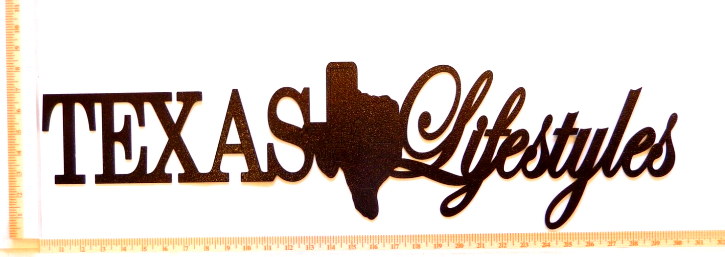 NEW~ LARGE 14ga."TEXAS LIFE STYLES" Copper Brown Powder Coated Wall Art 30"x7.5"