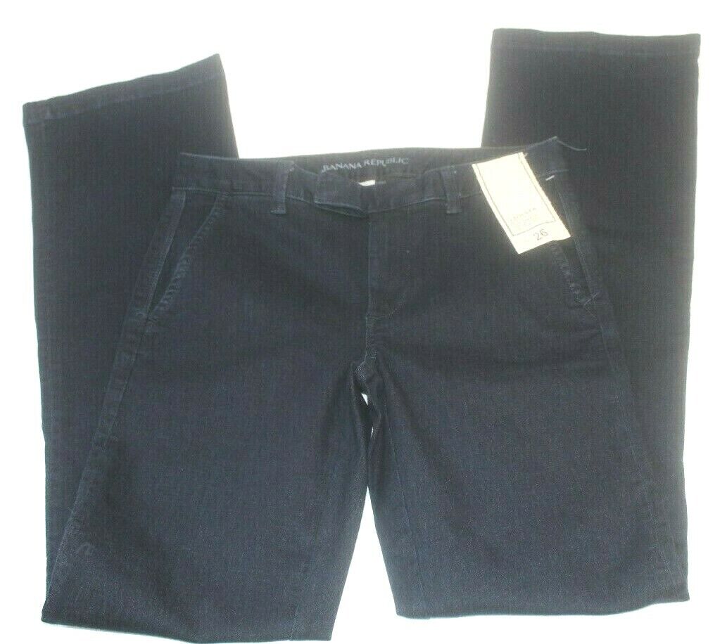 *NWT* $89.  Banana Republic Women's Dark Trouser Denim Mid Rise  Sz 26 (W28xL33)