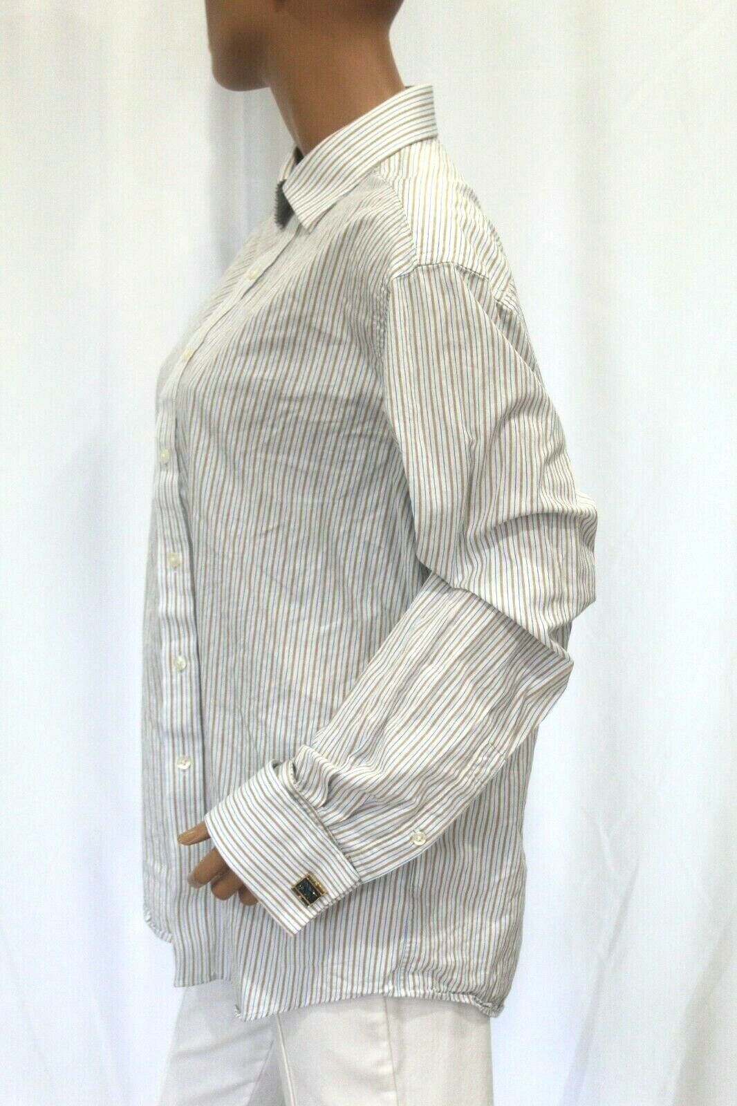 Michael Kors Men's 100% Cotton Dress Shirt French Cuff  Stripes Sz 16.5 x 34/35