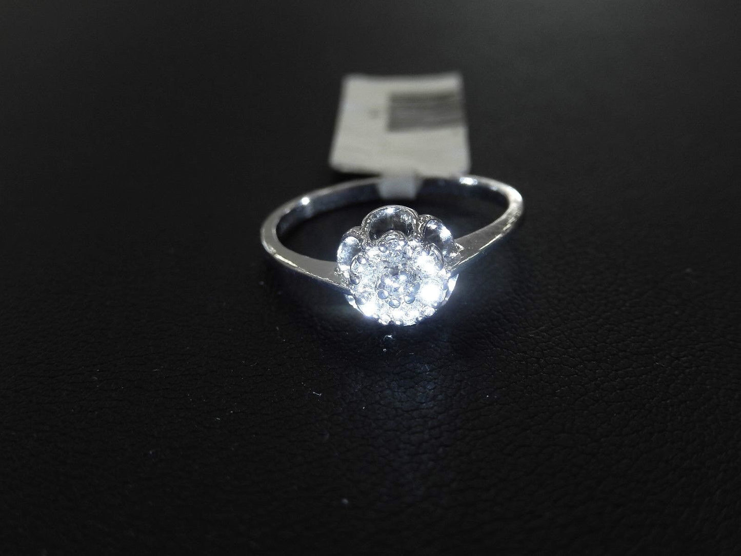 Solid 14K White Gold Natural Diamond Halo Cluster Ring Size 5.75