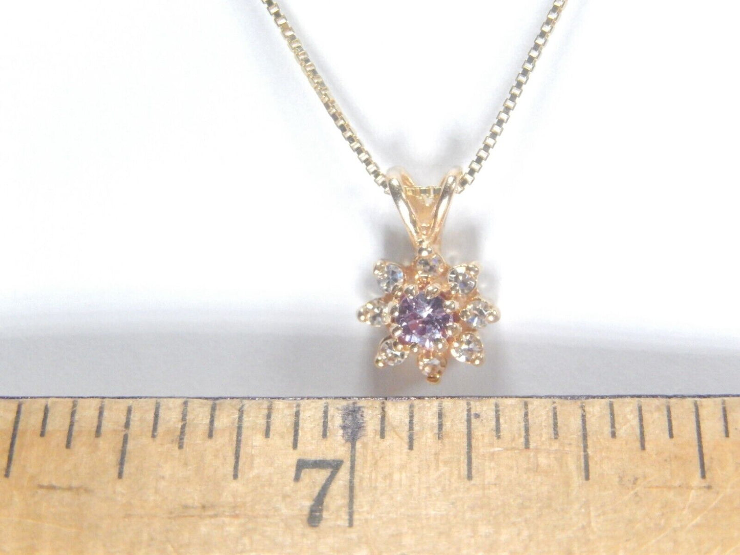 14K Yellow Gold  CZ & Amethyst Women's Pendant w/18"chain