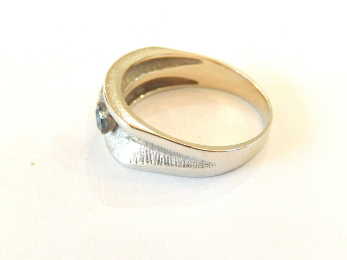 *VINTAGE*  Men’s 14k White Gold Three-Stone Gemstone Ring Size 11
