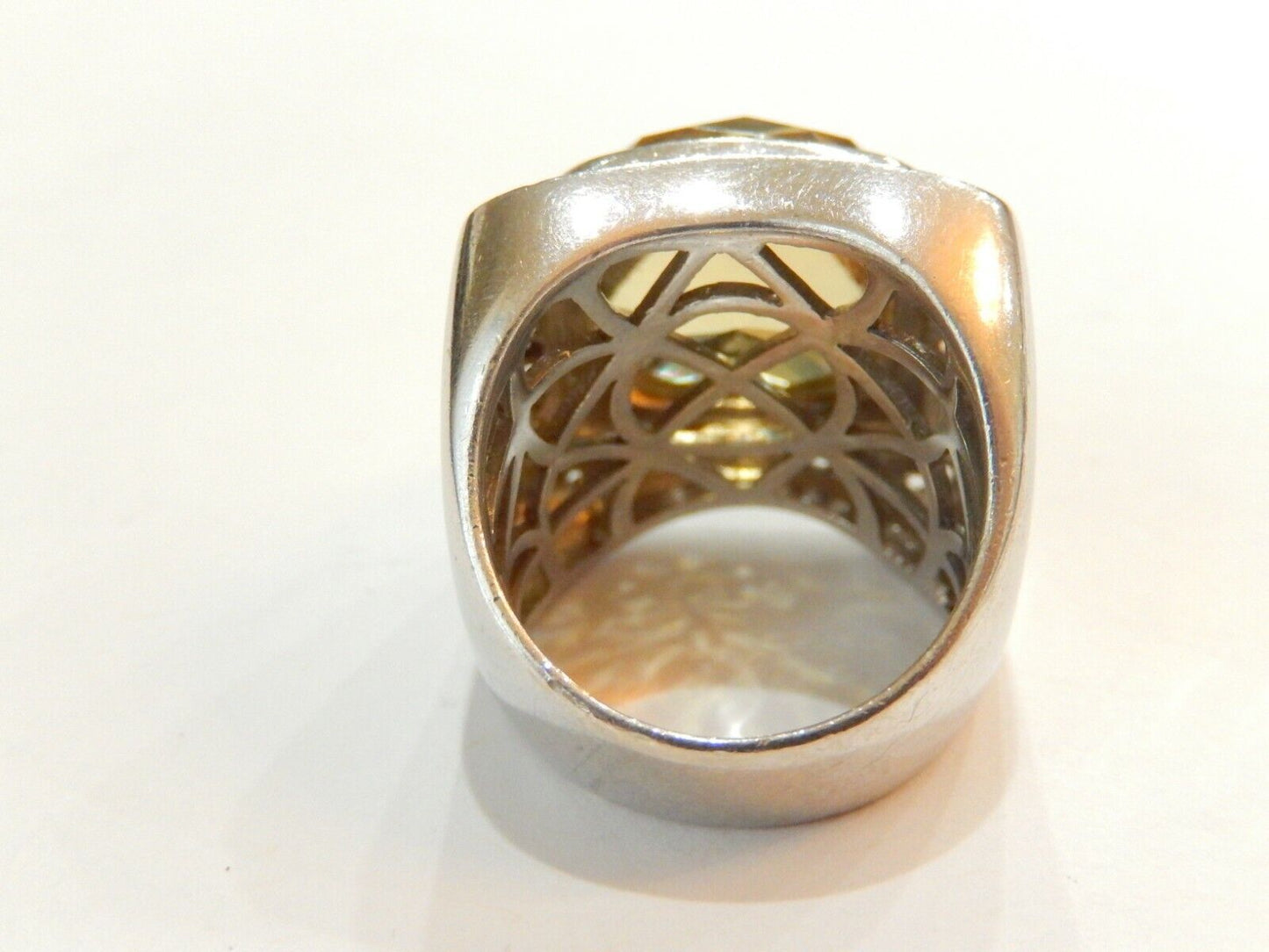 *VINTAGE* HUGE STATEMENT  Citrine  .925 Sterling Silver Handcrafted Ring Sz 7.5