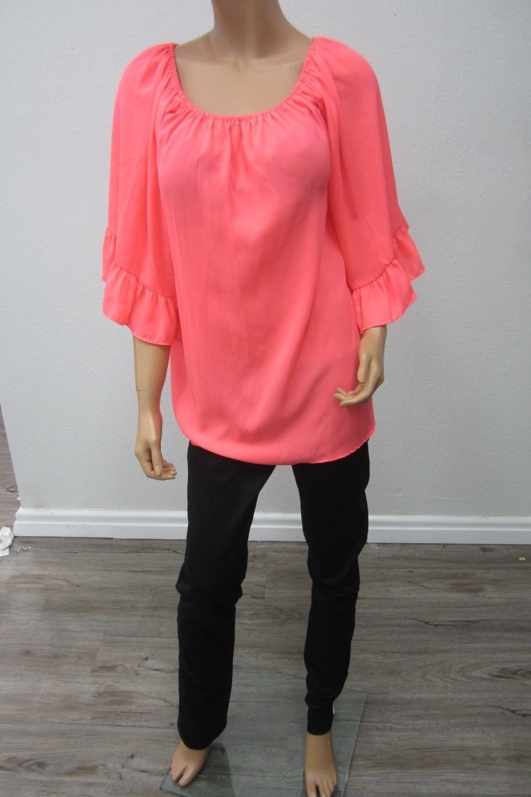 NWOT Emma Rose Womens Top SUPER CUTE Style 3/4 Sleeve Ruffle Tunic Pullon Size S