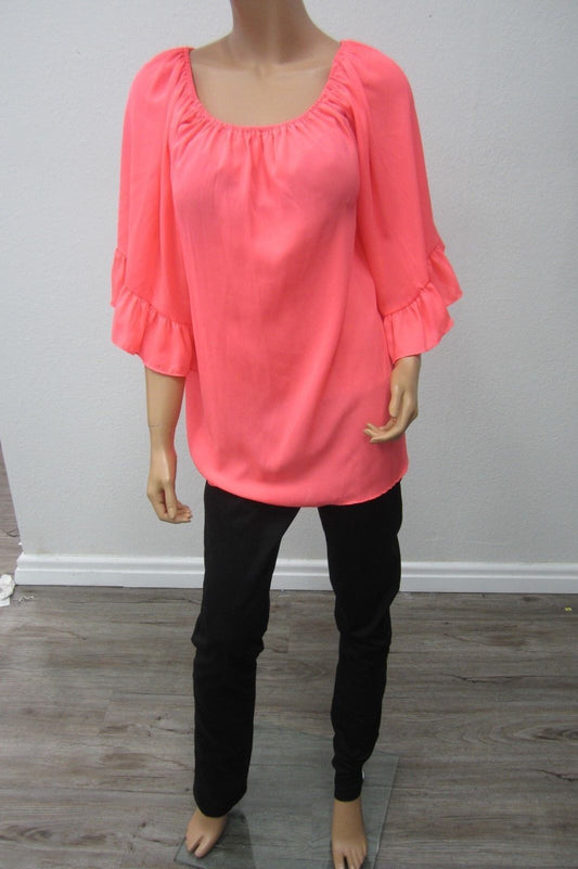 NWOT Emma Rose Womens Top SUPER CUTE Style 3/4 Sleeve Ruffle Tunic Pullon Size S