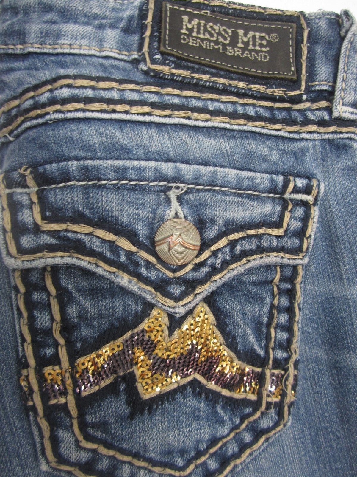 NICE MISS ME Jeans Boot SEQUIN Embellished Pockets Style JD1047B Size 26x32