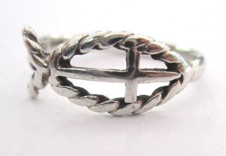 JAMES AVERY **RETIRED STERLING SILVER OPEN ICHTHUS RING** SIZE 6.5