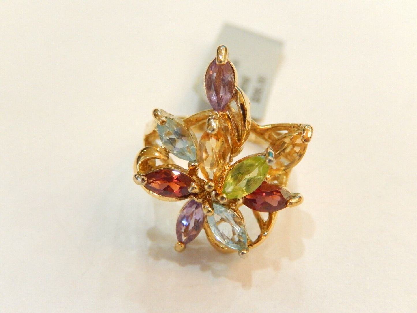 *VINTAGE*  14K Gold Vermeil Sterling Silver Multi Gem Ring - Size 5.25