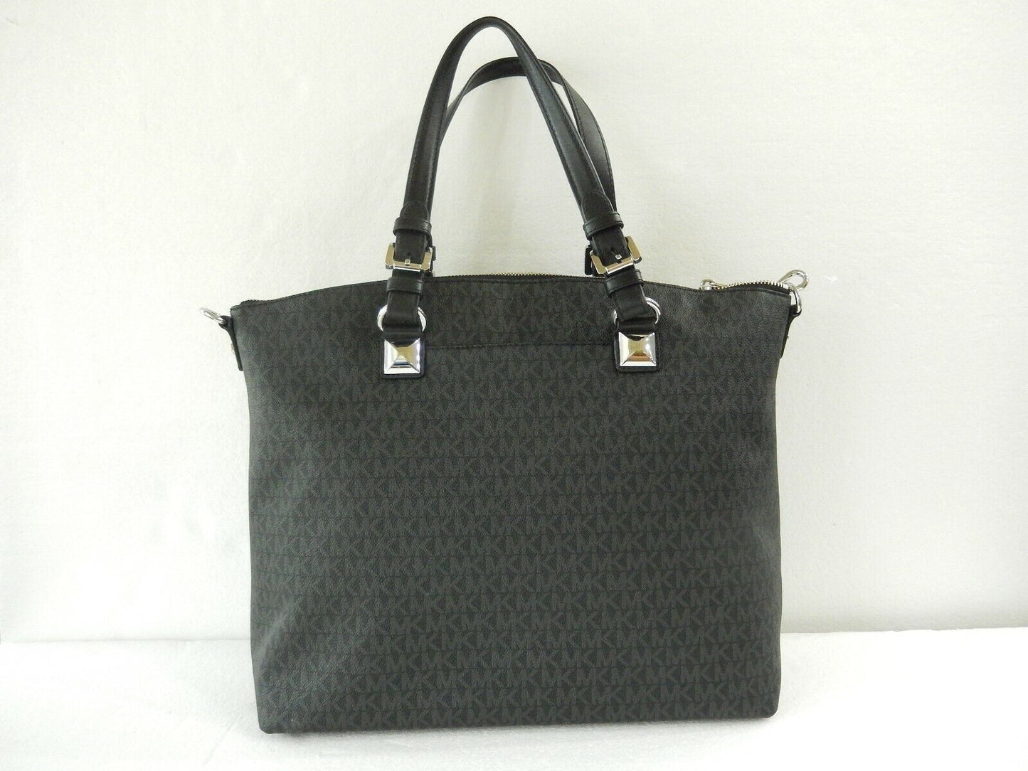 NWT $298 Michael Kors Jet Set Item Multi Function Satchel Black/Silver Large