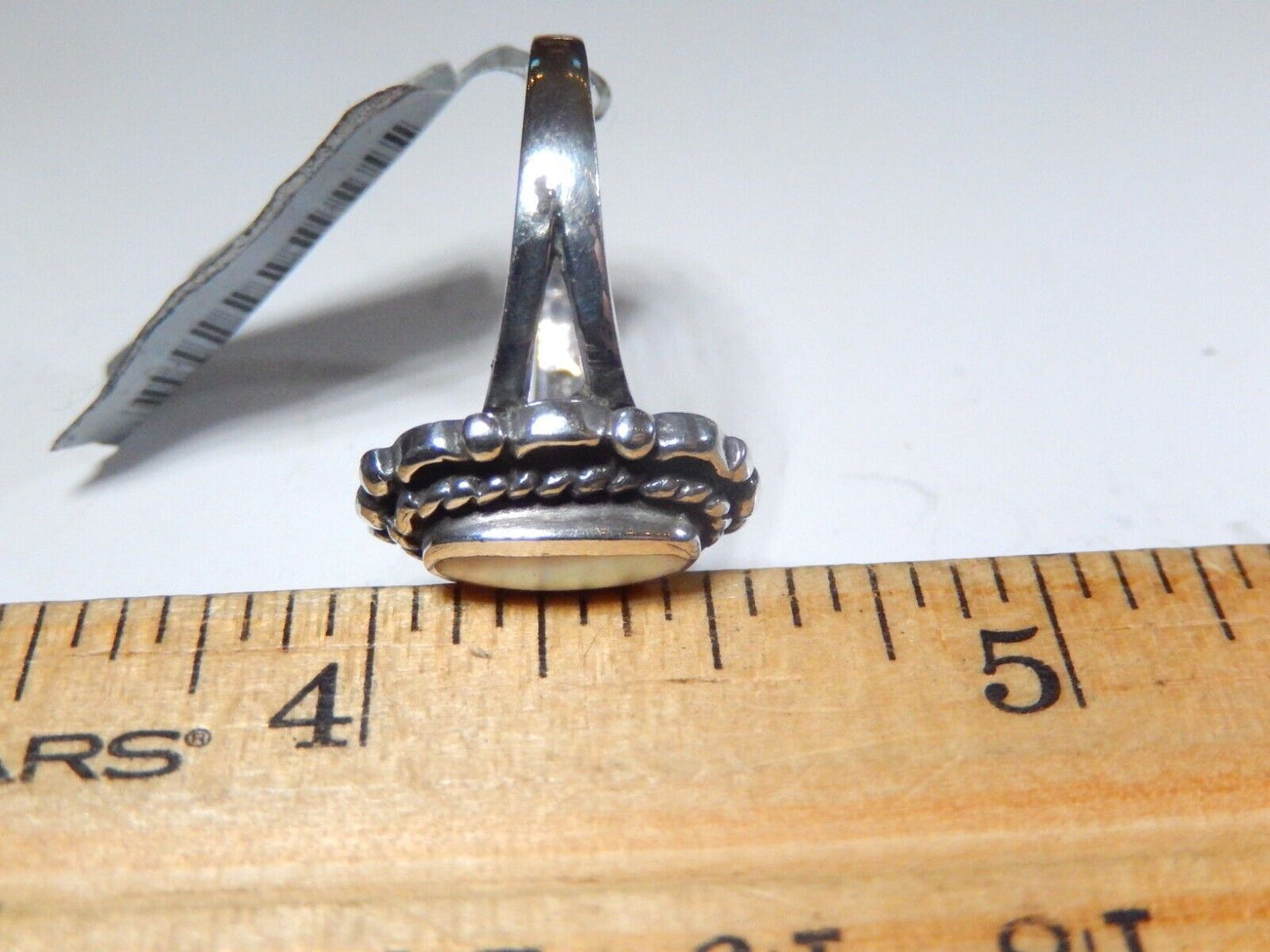 *VINTAGE* Mother of Pearl Ring Bohemian Sterling Silver Southwestern Ring Sz 7.5