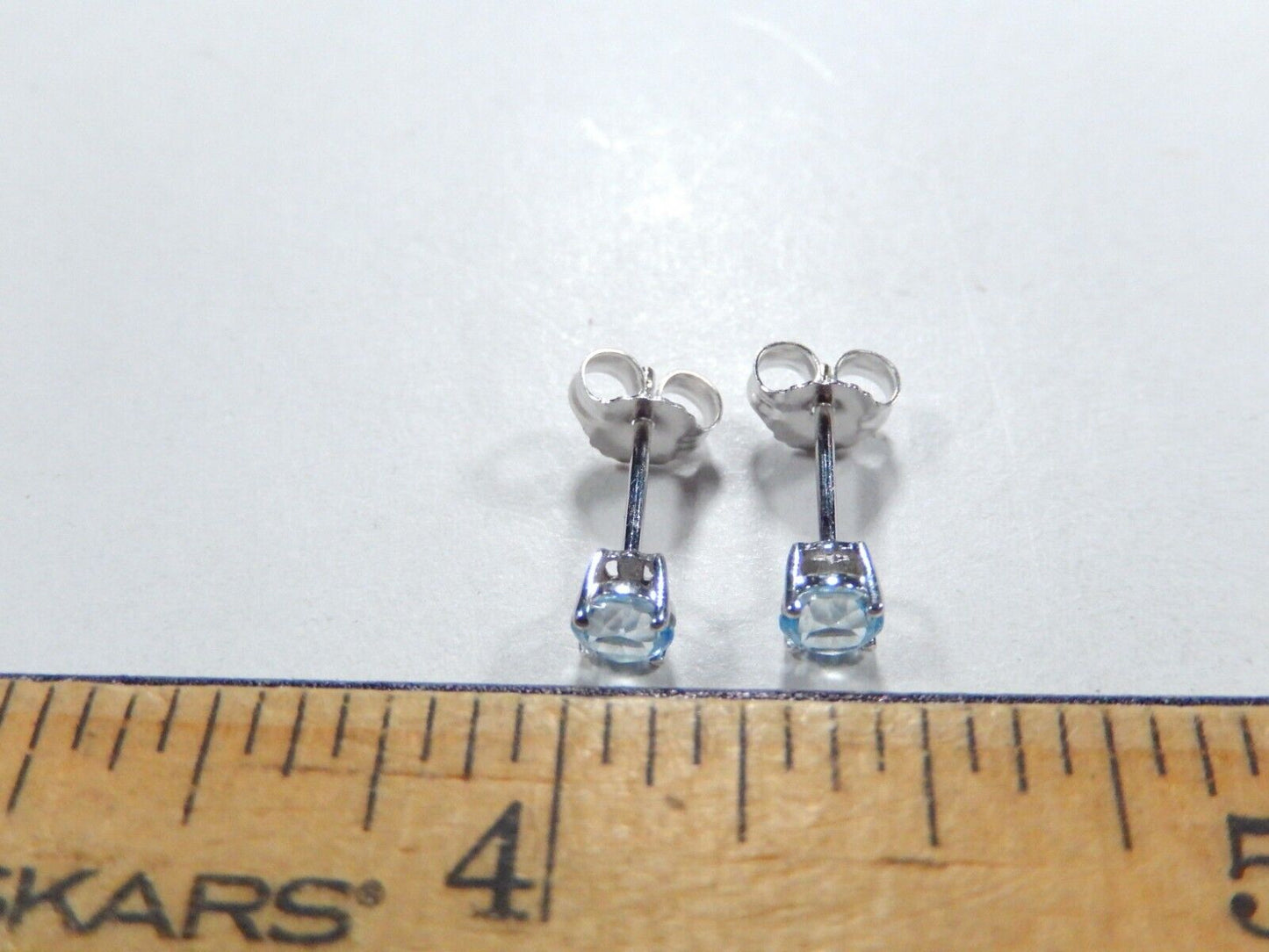 14K White Gold .50CT TW Aquamarine Stud Earrings March Birthstone