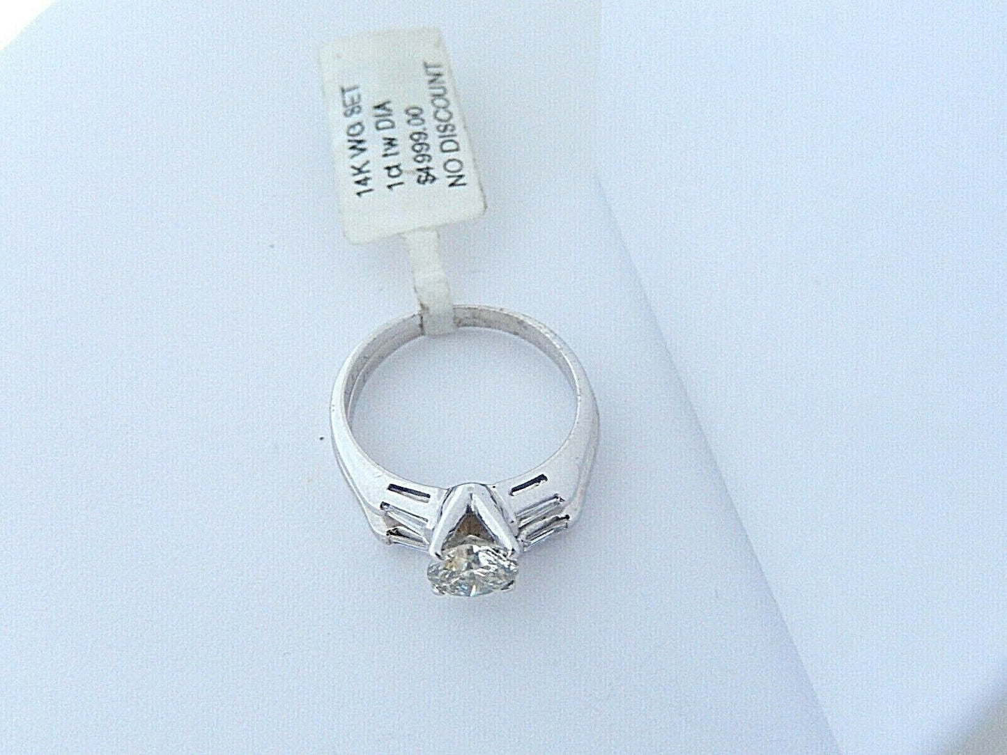 Stunning Solid 14K White Gold 1CT Natural Diamond Engagements Ring Set Size 5.5