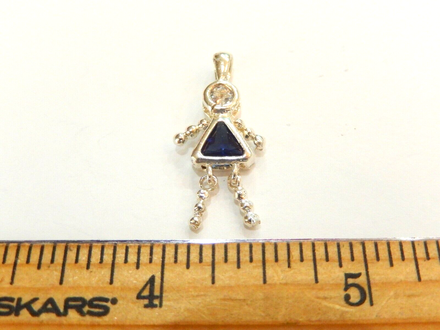 Blue Sapphire September  Sterling Silver Birthstone Baby Girl Pendant / Charm