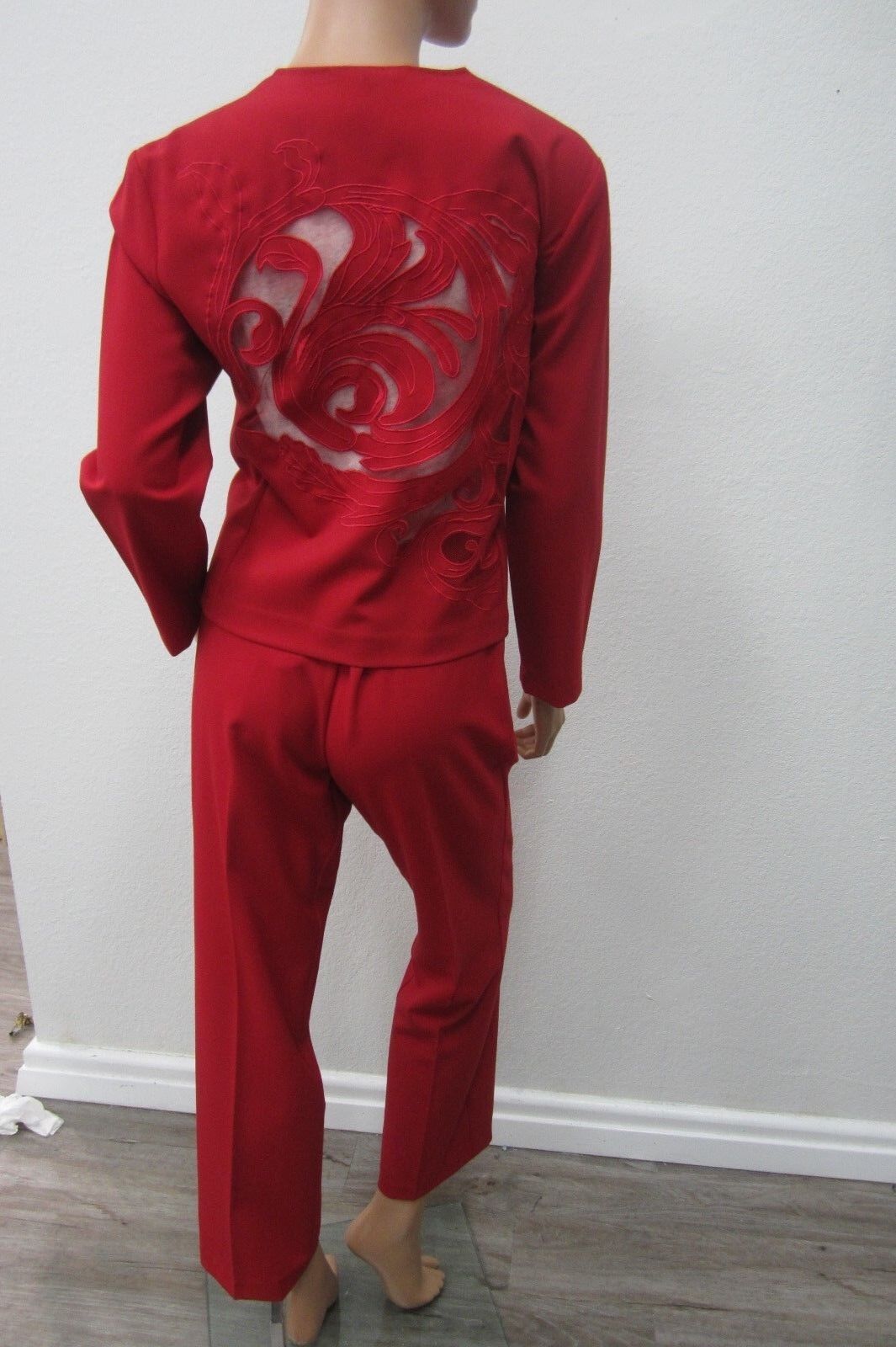 MINT Jennifer Eden Red Jacket & Pants Suit Women’s Lace Embroidery Outfit Size 6
