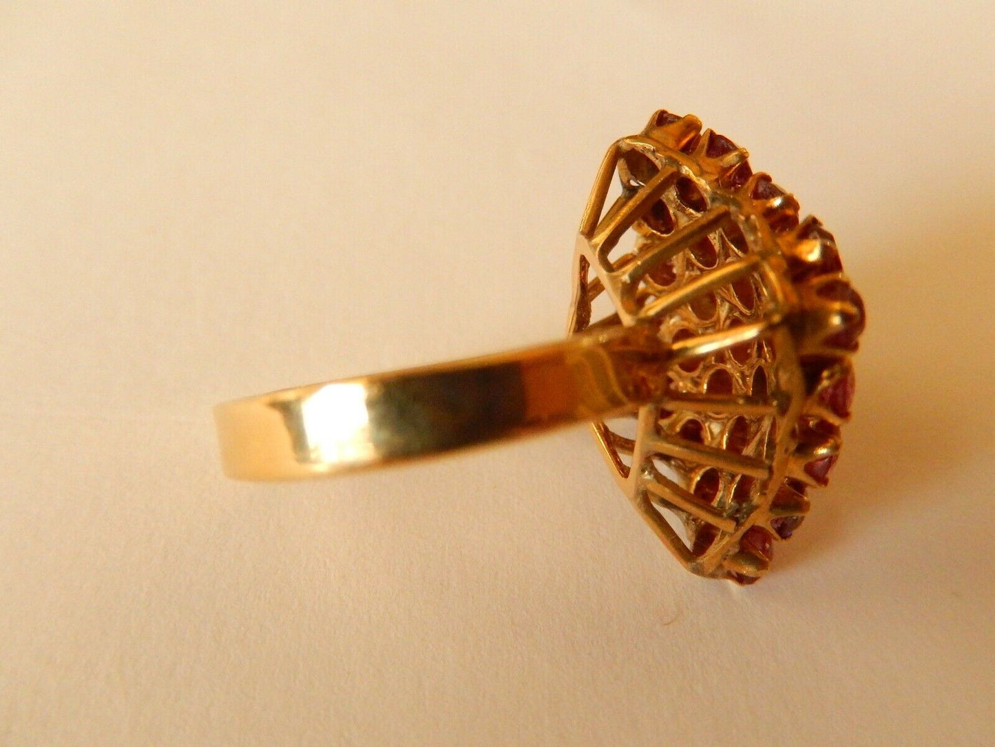 *VINTAGE* 12K Yellow Gold  Huge 25 Stone Amethyst 1.25 CT Unique  Ring Size 7.75