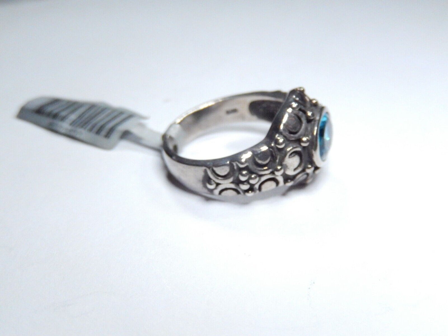 *VINTAGE* 925 Sterling Silver 1.50 CT Blue Topaz Victorian Cocktail Ring Sz 7