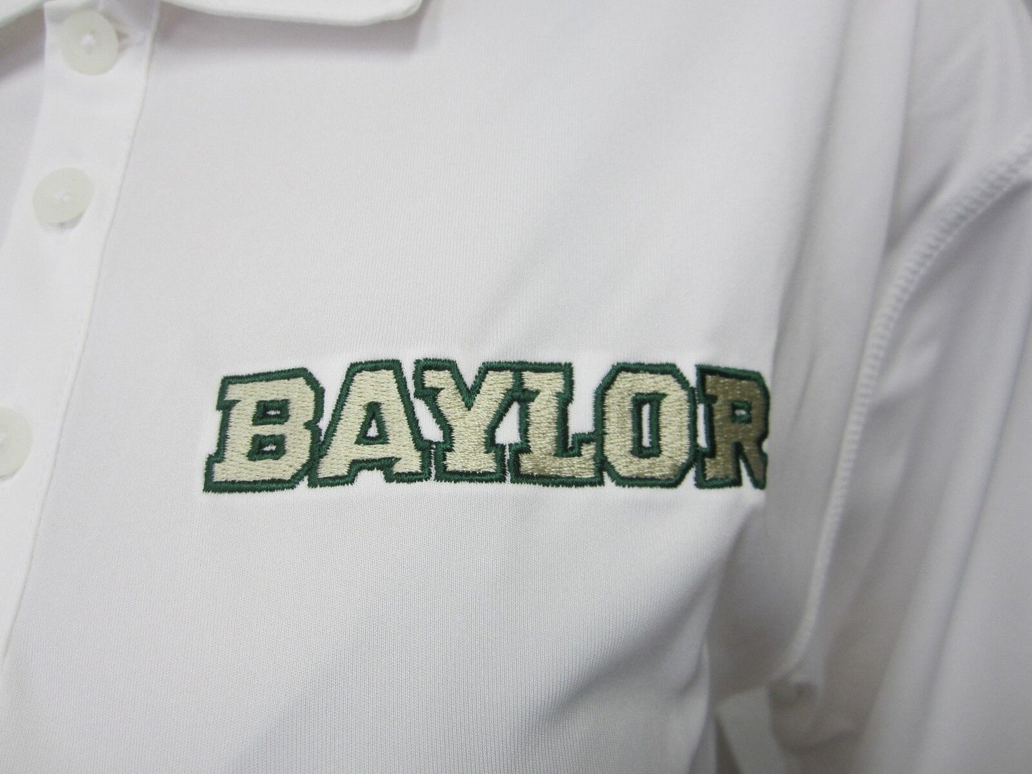 NWOT Baylor Unisex Adult Nike Dri Fit Short Sleeve Polo White Shirt Size Medium