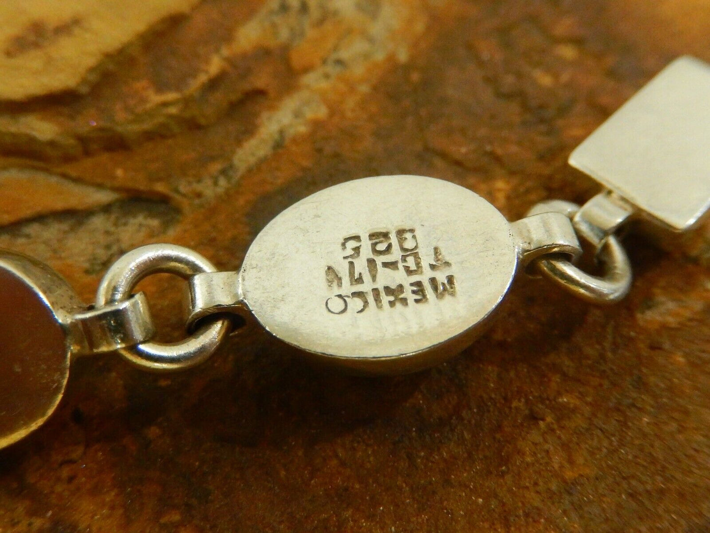 Vintage MEXICO TAXCO 925 Sterling Silver Bracelet Multi Gem Link Bracelet 7"