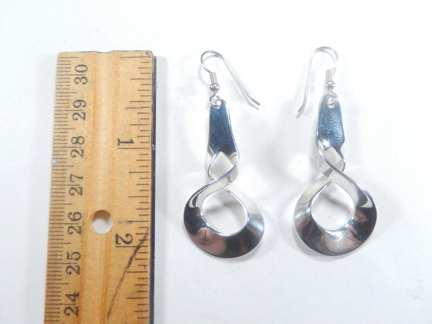*VINTAGE*   Dangling Sterling Silver .925 Modernist  Earrings 2 1/4" Tall