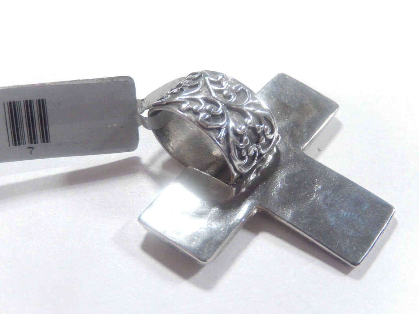 SILPADA Hammered Cross Vine Slide Pendant Sterling Silver 1 9/16" Length S1514