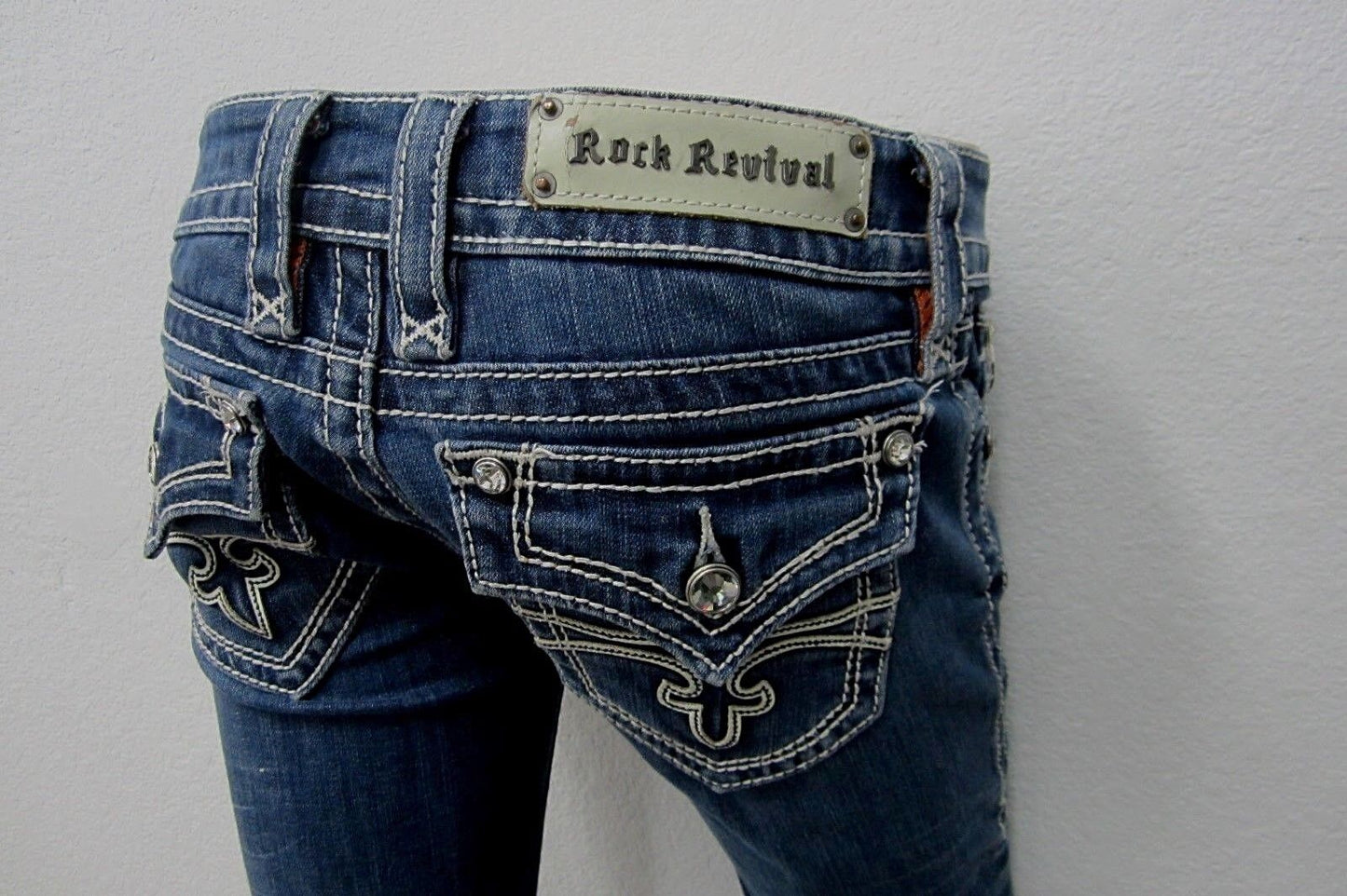 *NICE* Rock Revival Celine Boot Cut Denim Jeans Embroidered Pockets Sz W26 x L32