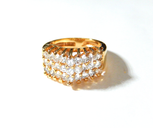 *VINTAGE*  LIND 14K HGE Yellow Gold Plated CZ Ring Size 6.5