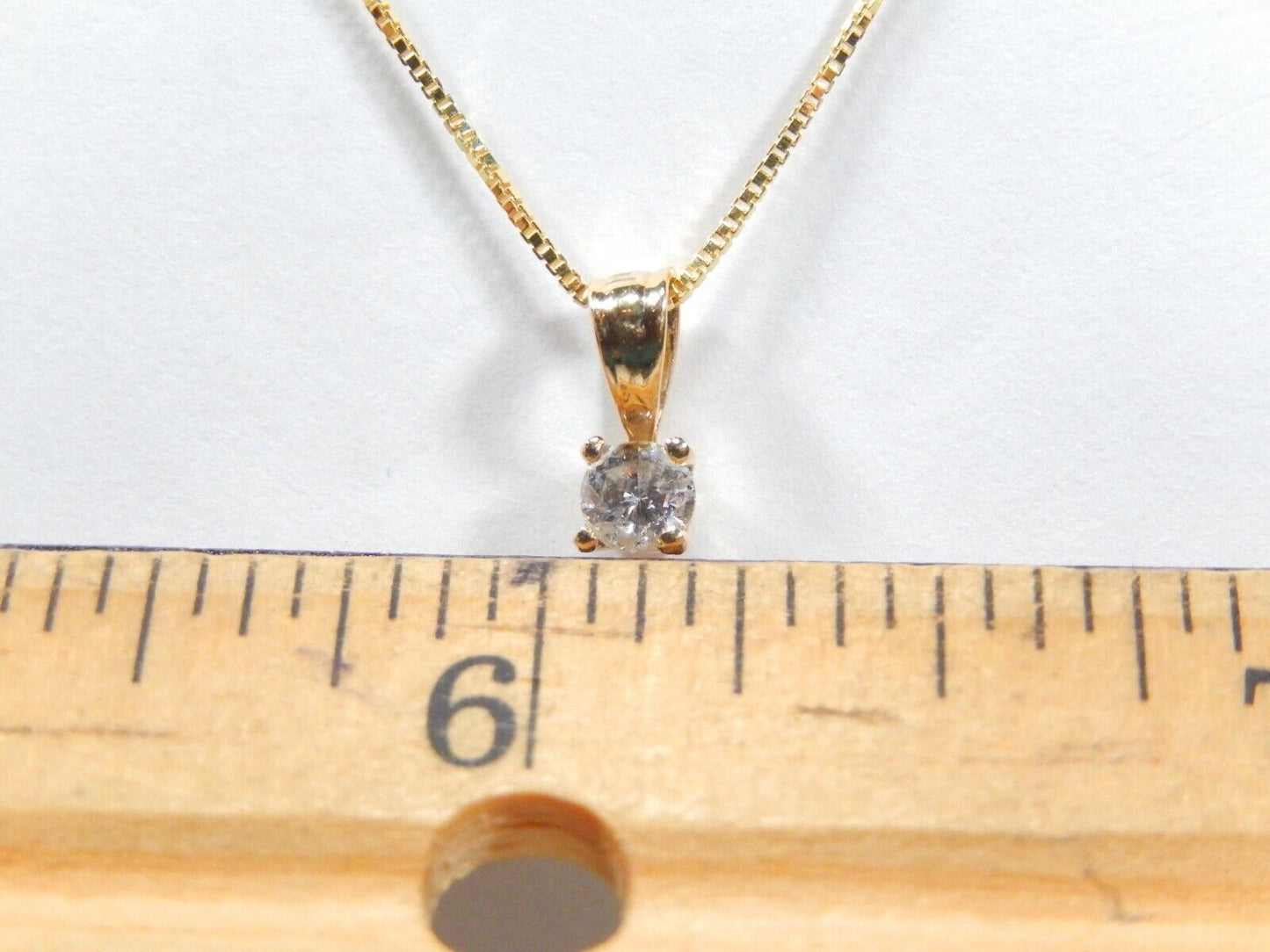 14KT YELLOW GOLD .20CT ROUND NATURAL DIAMOND SOLITAIRE PENDANT w/18"chain