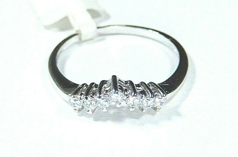 *VINTAGE*  10k White Gold Pointed CZ  Engagement Wedding Ring Size 6.5