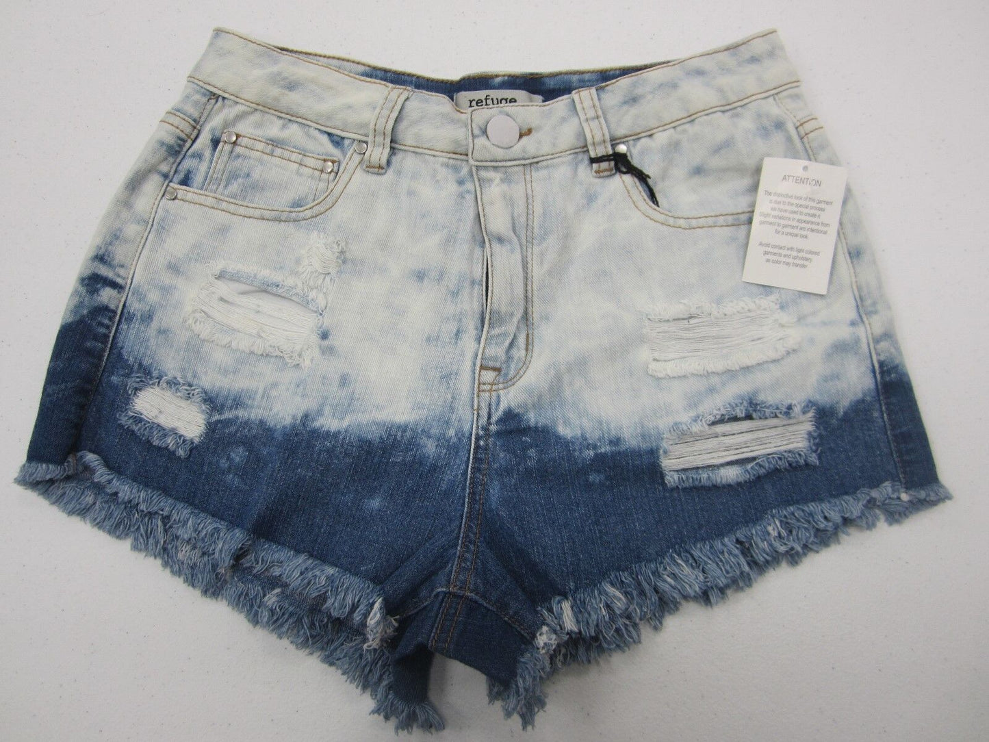 NWT Refuge Distressed  Button Denim Shorts Cheeky HiRise Charlotte Russe Size 6