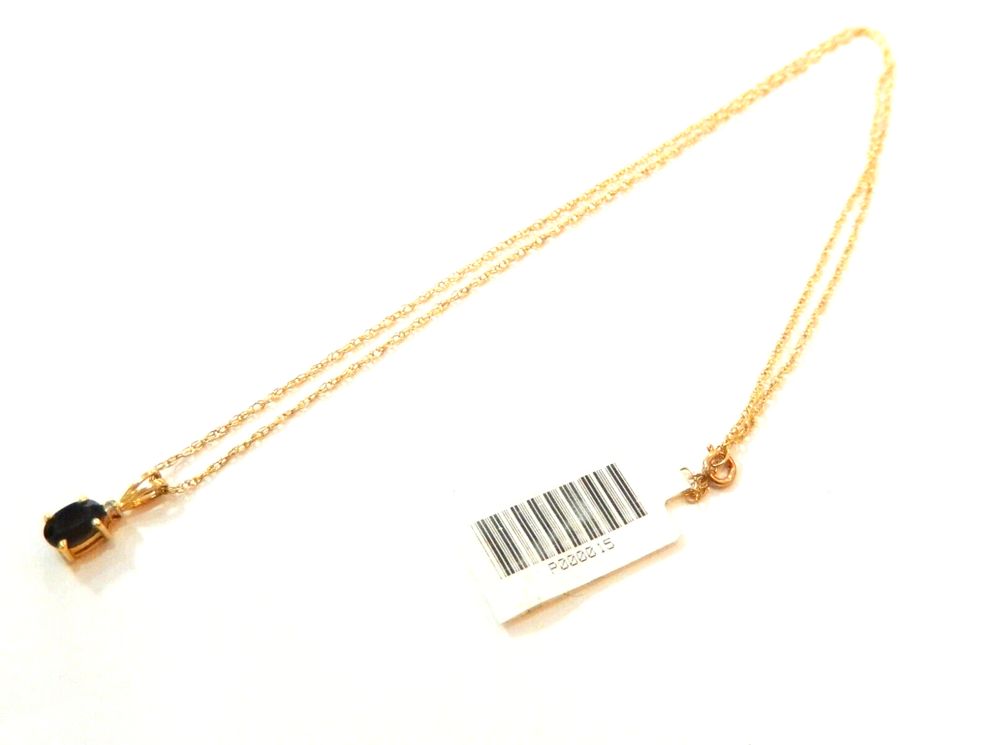 10k Yellow Gold .50 CT Oval Sapphire And Diamond Pendant with 18" YG Chain