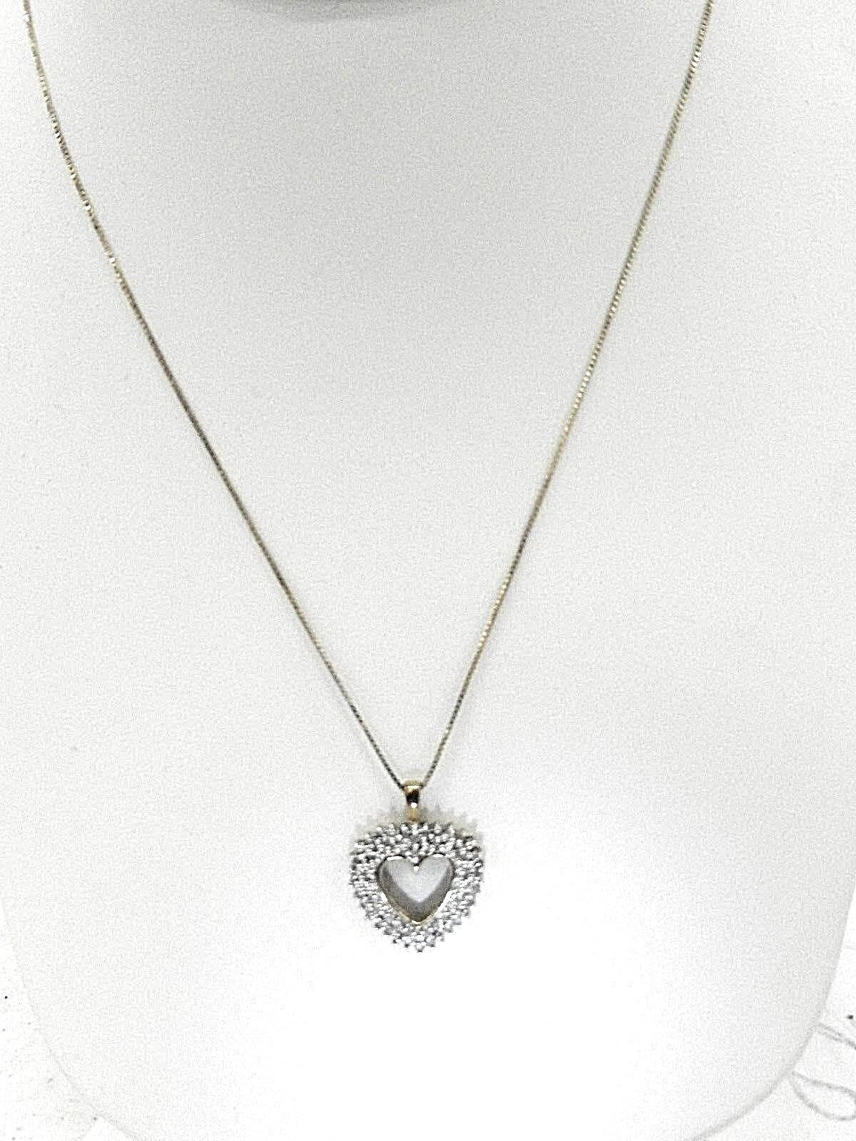 LADIES SOLID 10K YELLOW GOLD 1/3ct NATURAL DIAMOND HEART LOVE PENDANT