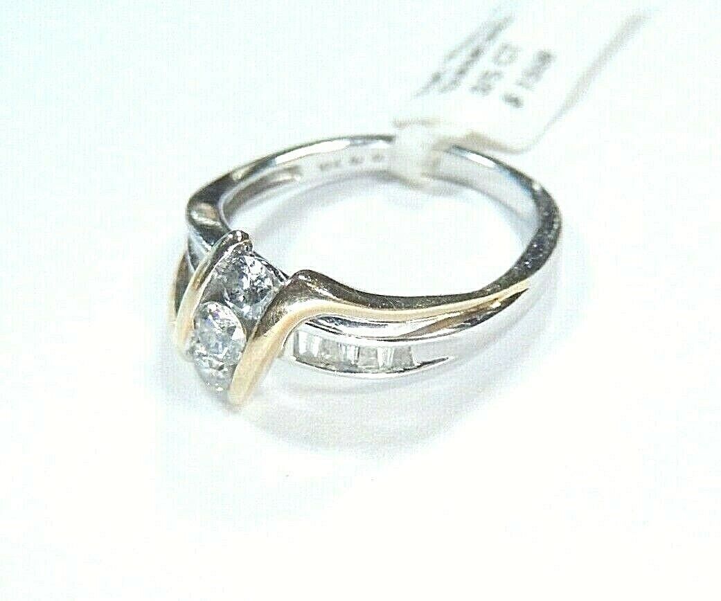 *VINTAGE* 10k Solid Yellow & White Gold Diamond  Wedding Ring Size 7.5