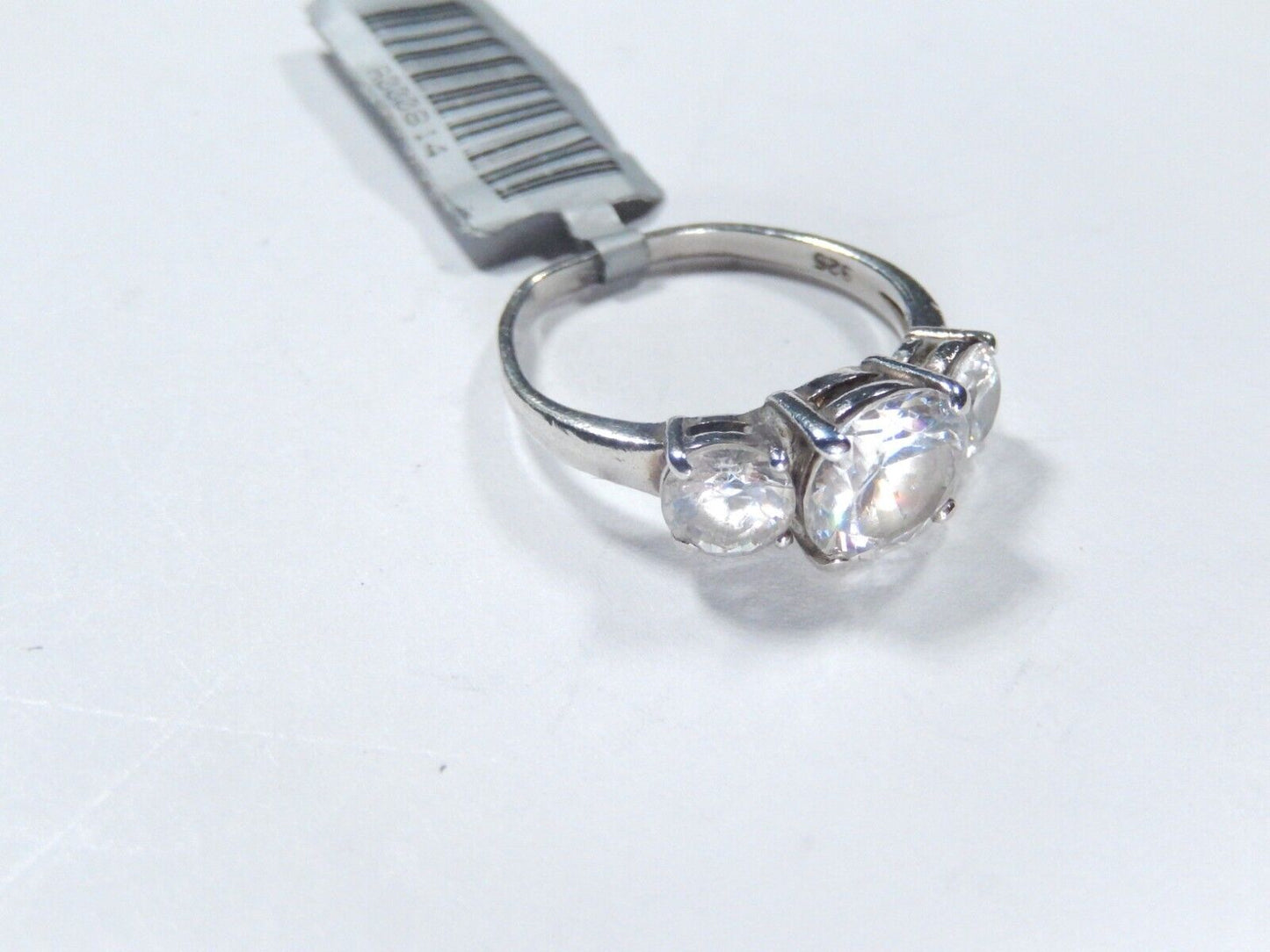 *VINTAGE*   Sterling Silver Three Stone 3.00 CT Cubic Zirconia CZ Ring Size 6.75