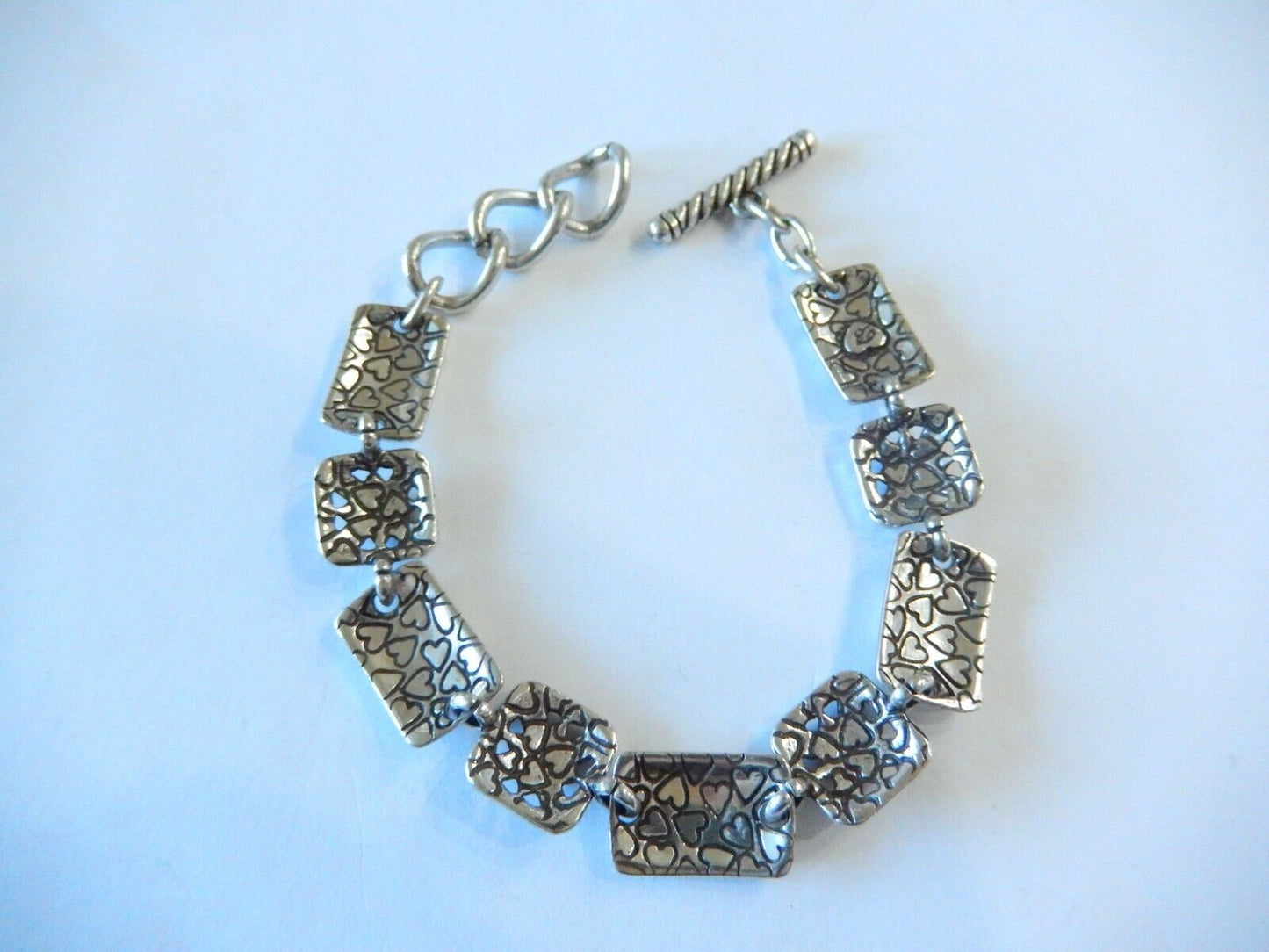 *RETIRED* BRIGHTON Silver Plated Square Rectangle 9 Link Toggle Bracelet