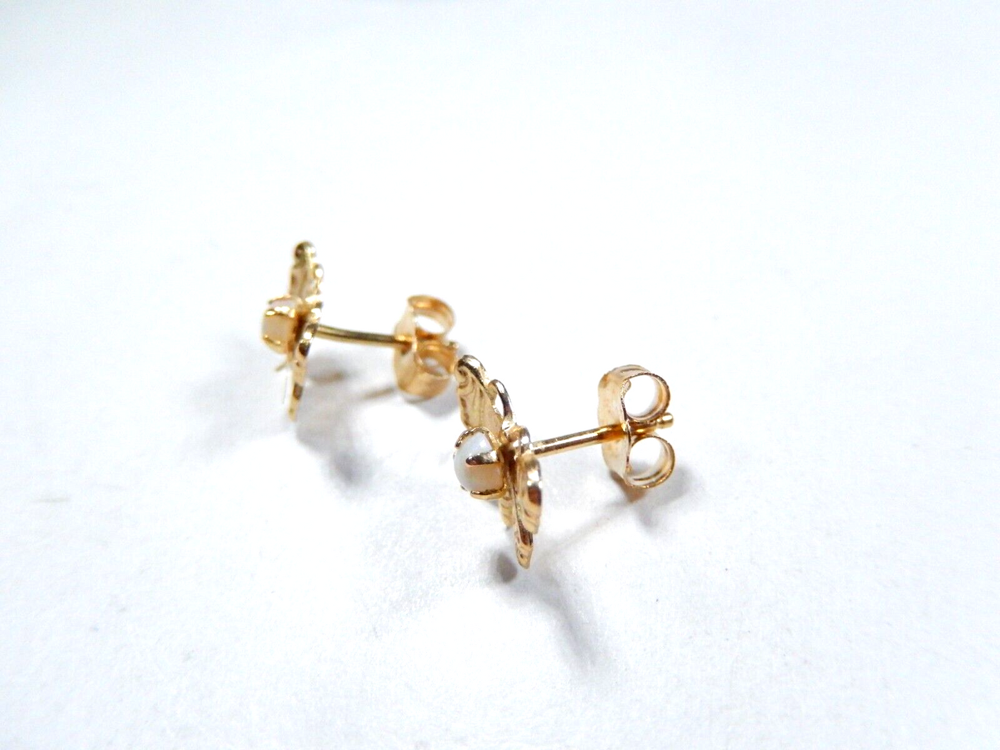14K Yellow Gold Cute Butterfly OPAL Cabochon Stud Earrings
