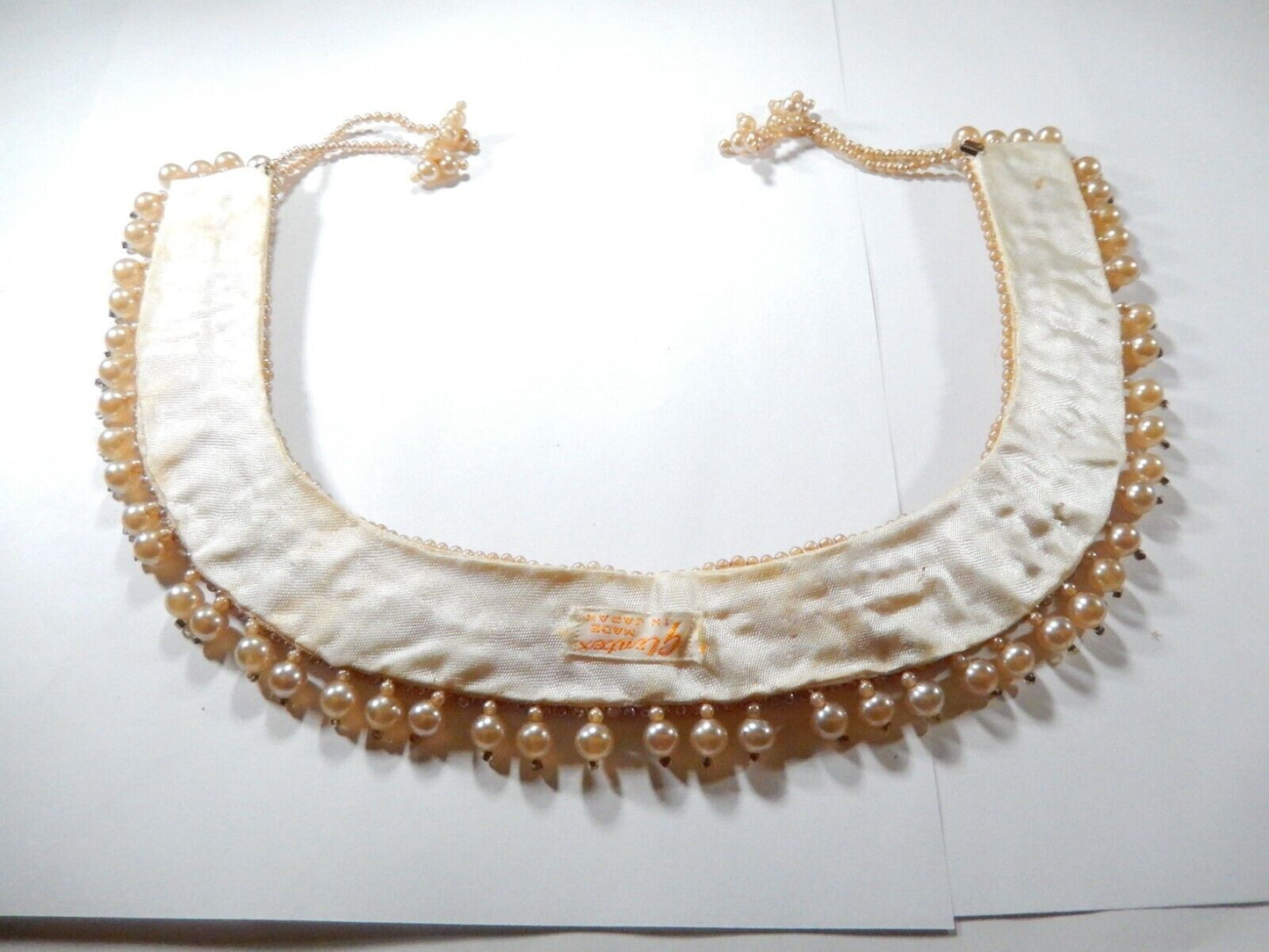 GLENTEX Vintage Jewelry Necklace 7-Row Faux Pearl Collar 18” long MADE IN JAPAN