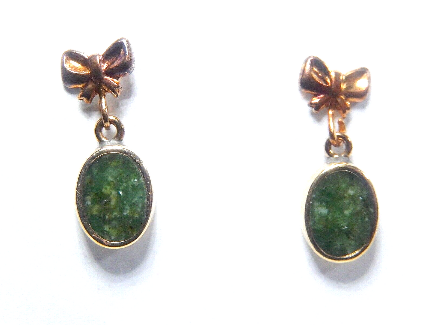 *VINTAGE*  14K Gold Filled Natural A Green Jade Jadeite Dangle Earrings