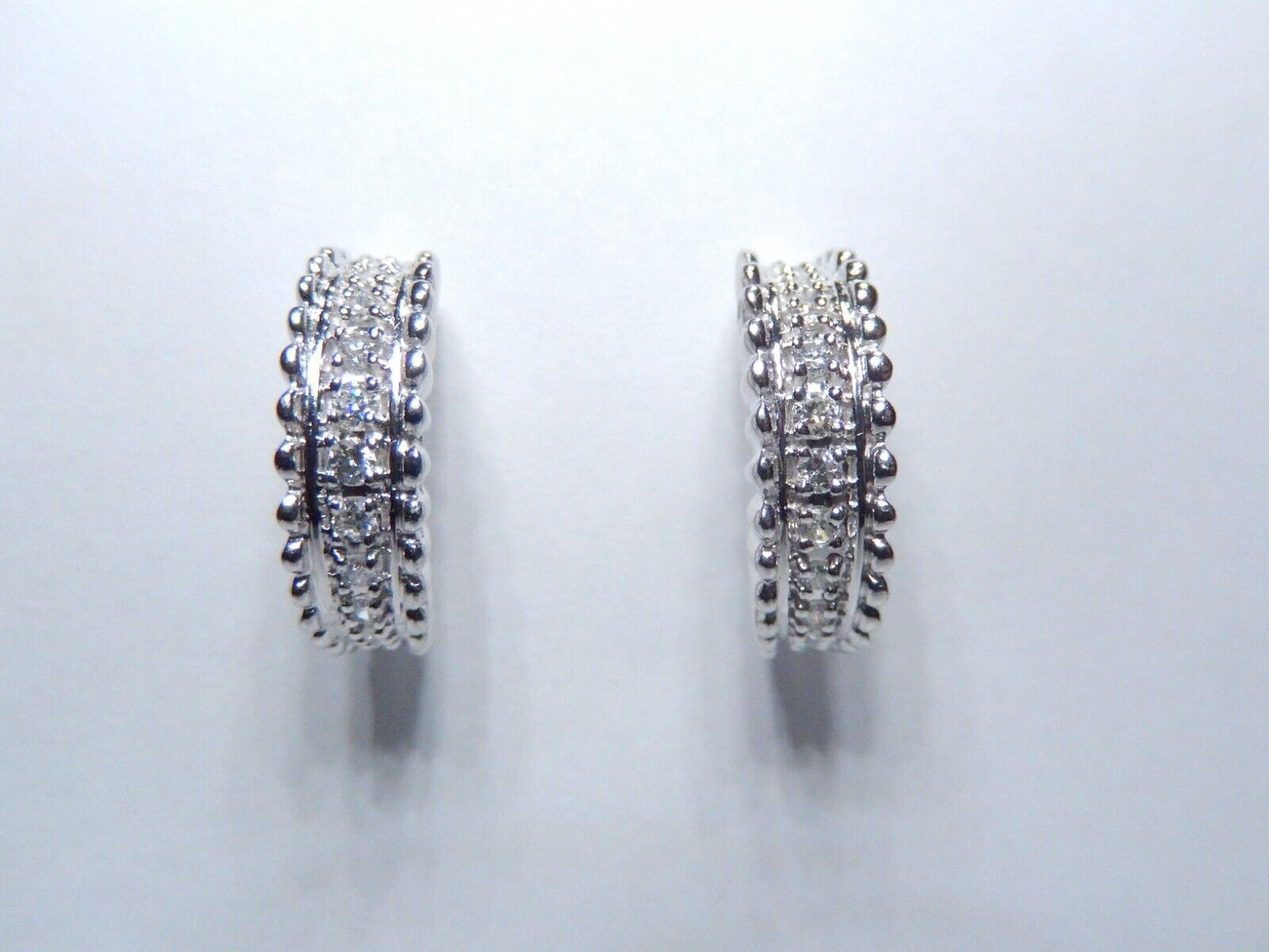 *NWT*  14K White Gold .50 CT Natural Diamond 3/4 Hoop Earrings 17mm