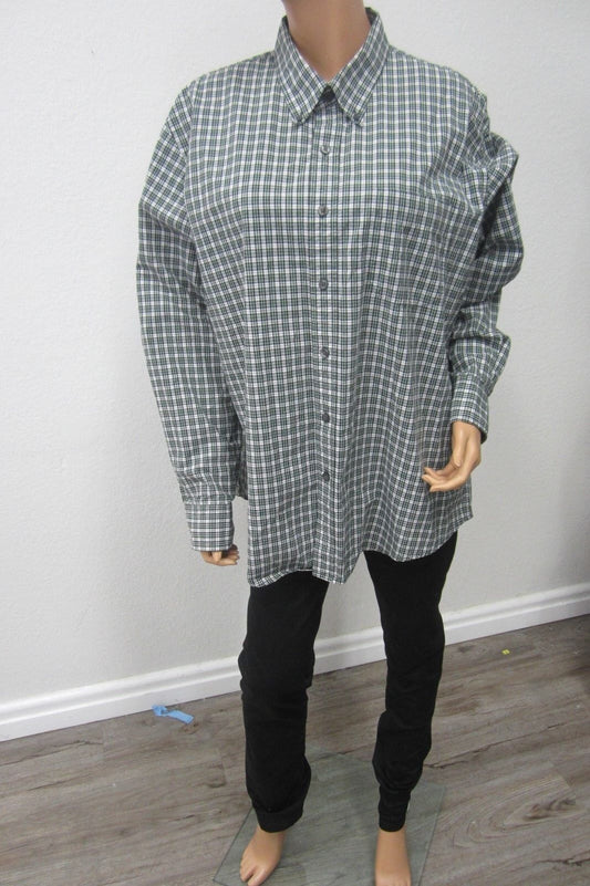 Dockers Dress/Casual Plaid Shirt Button Down 100% Cotton Long Sleeve Size XL