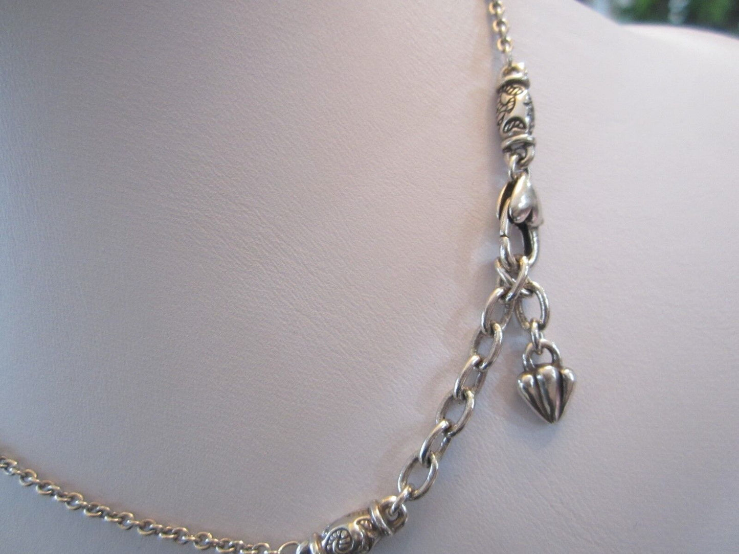 RETIRED Brighton Silver Fancy Design Bead 16"-18" Necklace